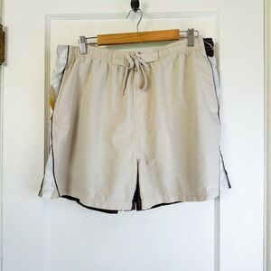 Bermuda Bay Surfwear | 90s Y2K Vintage Brown Hawaiian‎ Swimsuit Trunks in Brown